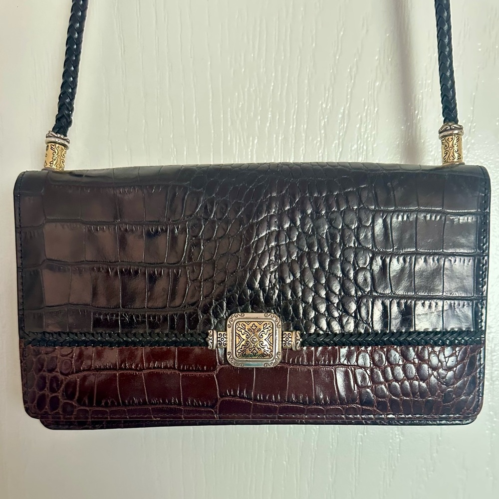 Brighton Brown Crossbody Bag with Crocodile Embossed Leather